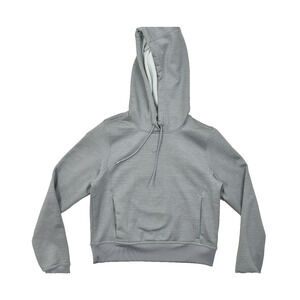 Nike Therma-FIT Women XS Gray Fleece Pullover Hoodie Crop Thumbhole Tech Sweater